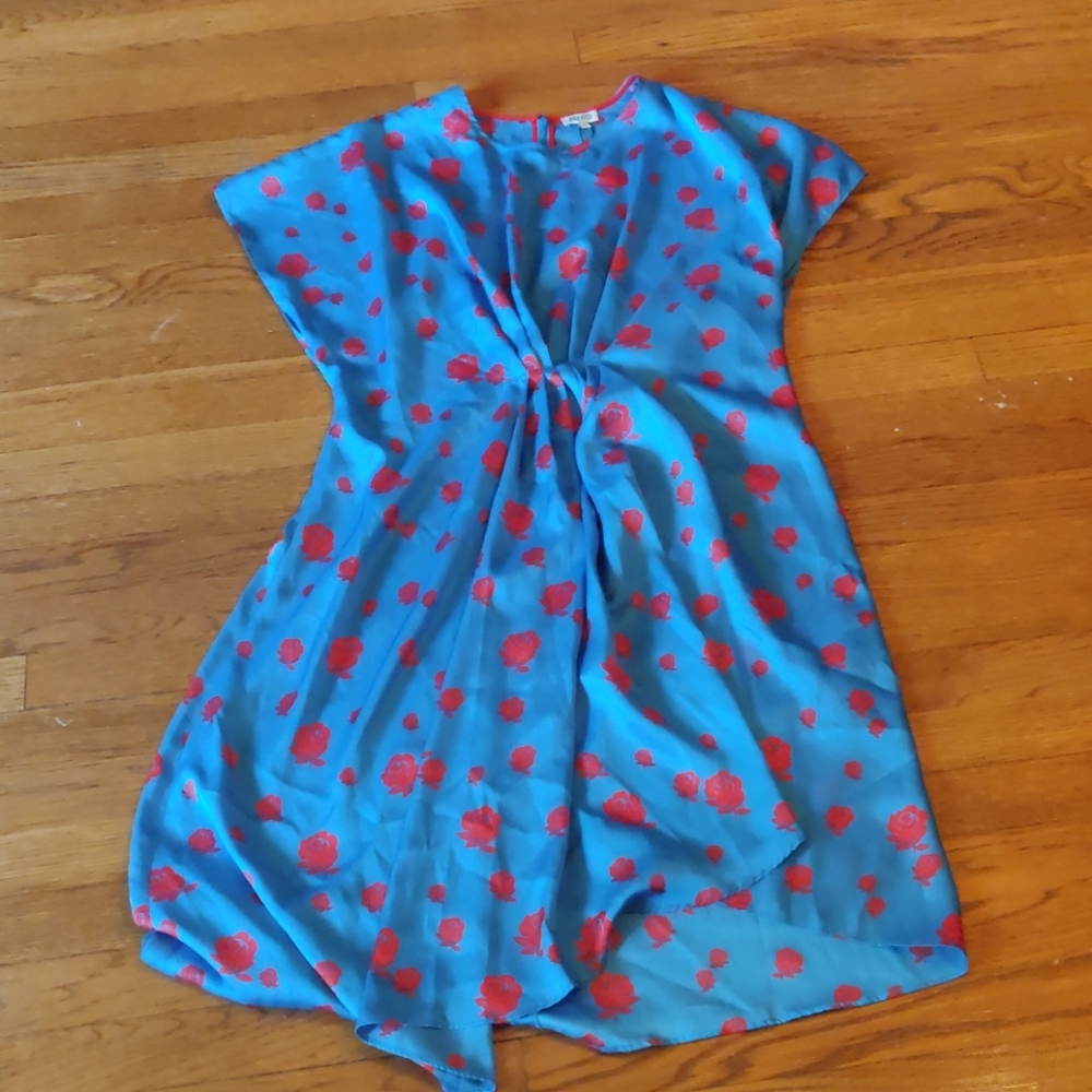 Kenzo Paris dress size 42 blue with red roses 42